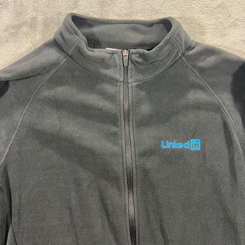LinkedIn Logo Team 365 Fleece Jacket Women XL‎ Black Excellent TT90W Full Zip